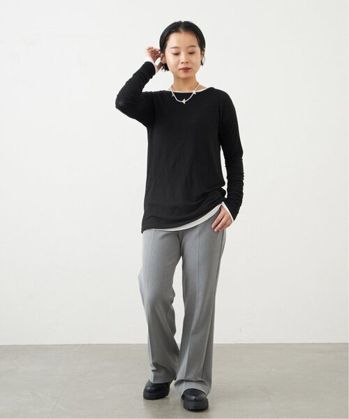 IENA(イエナ)の「《追加》リヨセルコットン シアー ロングTシャツ(Tシャツ/カットソー・レディース・ホワイト/ブラック/グレー・FREE)」の14枚目の写真