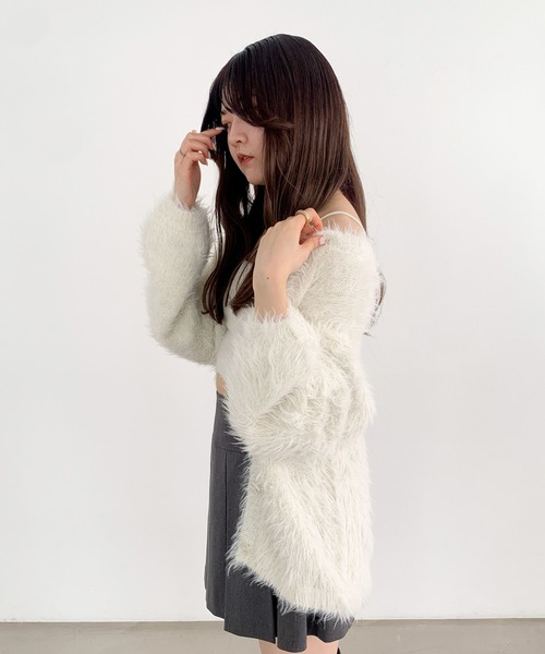 Heather(ヘザー)の「シャイニーシャギーカーディガン2 996718(カーディガン/ボレロ・レディース・チャコールグレー/オフホワイト/ベビーピンク・FREE)」の7枚目の写真