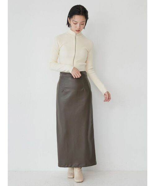MURUA（ムルーア）の「マルチウェイナローフェイクレザースカート（スカート・レディース・ブラック/ブラウン/アイボリー・1/2）」の10枚目の写真