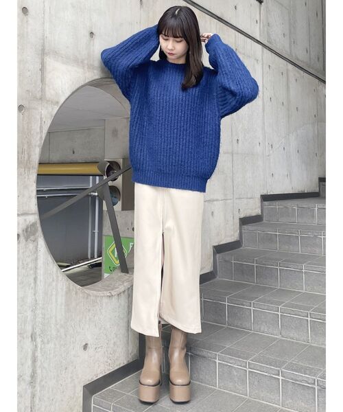 MURUA（ムルーア）の「マルチウェイナローフェイクレザースカート（スカート・レディース・ブラック/ブラウン/アイボリー・1/2）」の6枚目の写真