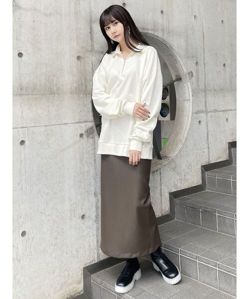 MURUA（ムルーア）の「マルチウェイナローフェイクレザースカート（スカート・レディース・ブラック/ブラウン/アイボリー・1/2）」の7枚目の写真