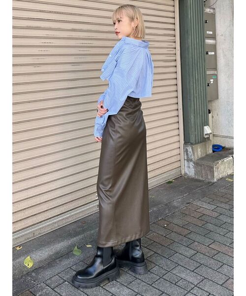 MURUA（ムルーア）の「マルチウェイナローフェイクレザースカート（スカート・レディース・ブラック/ブラウン/アイボリー・1/2）」の21枚目の写真