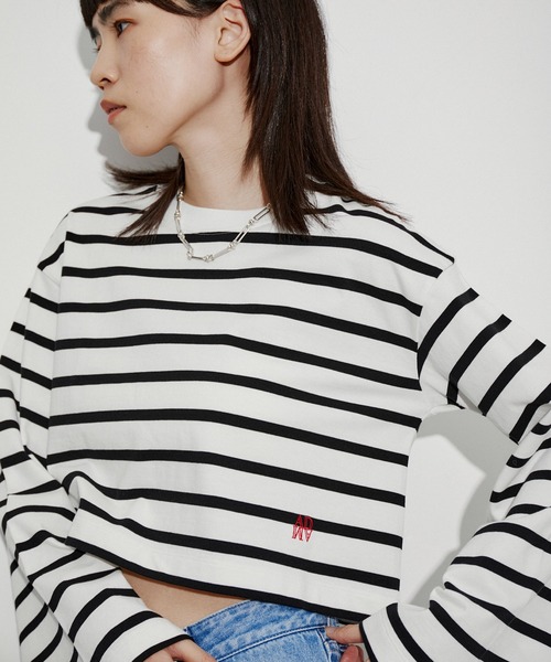 ADAM ET ROPE'（アダムエロペ）の「【サステナブル】ワイドスリーブクロップドTEE（Tシャツ/カットソー・レディース・ホワイト/ブラック/ピンク/ホワイト系その他・FREE）」の3枚目の写真