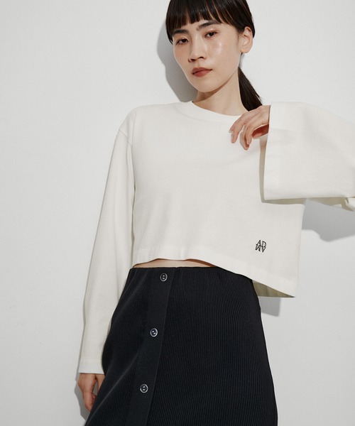 ADAM ET ROPE'（アダムエロペ）の「【サステナブル】ワイドスリーブクロップドTEE（Tシャツ/カットソー・レディース・ホワイト/ブラック/ピンク/ホワイト系その他・FREE）」の2枚目の写真