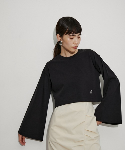 ADAM ET ROPE'（アダムエロペ）の「【サステナブル】ワイドスリーブクロップドTEE（Tシャツ/カットソー・レディース・ホワイト/ブラック/ピンク/ホワイト系その他・FREE）」の4枚目の写真