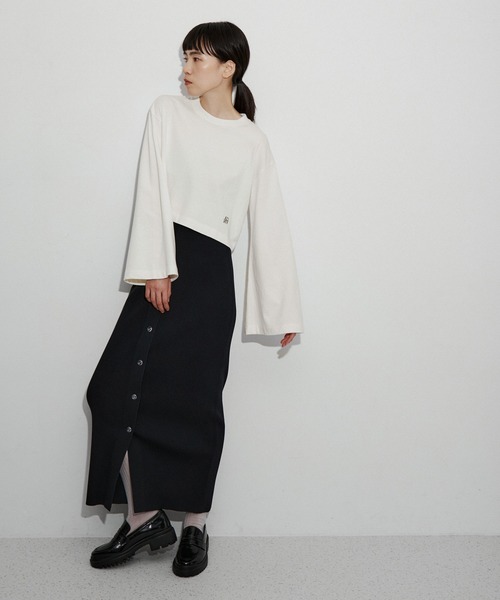 ADAM ET ROPE'（アダムエロペ）の「【サステナブル】ワイドスリーブクロップドTEE（Tシャツ/カットソー・レディース・ホワイト/ブラック/ピンク/ホワイト系その他・FREE）」の6枚目の写真