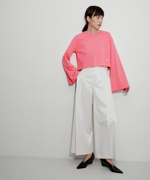 ADAM ET ROPE'（アダムエロペ）の「【サステナブル】ワイドスリーブクロップドTEE（Tシャツ/カットソー・レディース・ホワイト/ブラック/ピンク/ホワイト系その他・FREE）」の9枚目の写真