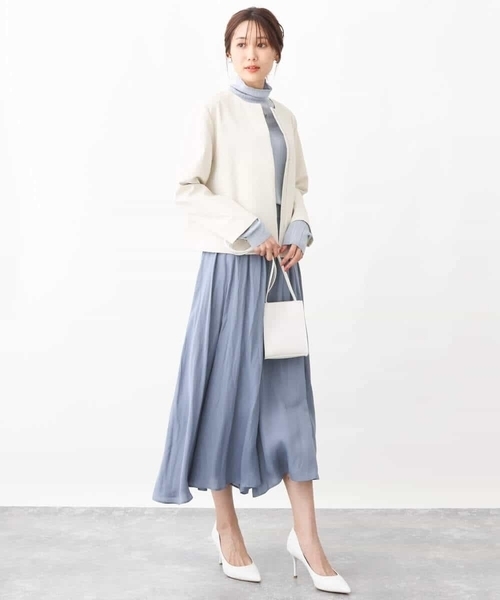 MK MICHEL KLEIN（エムケーミッシェルクラン）の「ダイヤキルトジャガードノーカラーブルゾン/洗える（ブルゾン・レディース・アイボリー/ネイビー・38）」の15枚目の写真