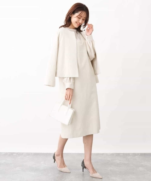 MK MICHEL KLEIN（エムケーミッシェルクラン）の「ダイヤキルトジャガードノーカラーブルゾン/洗える（ブルゾン・レディース・アイボリー/ネイビー・38）」の19枚目の写真