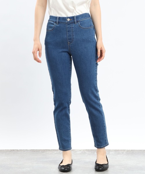 GLOBAL WORK Smile Seed Store（グローバルワーク スマイルシードストア）の「デニムスリムストレートパンツ/977004（デニムパンツ・レディース・ブラック/ブルー系その他3/ブルー系その他5/アイボリー・SMALL/X-LARGE/LARGE/MEDIUM）」の4枚目の写真