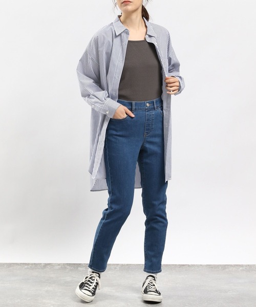 GLOBAL WORK Smile Seed Store（グローバルワーク スマイルシードストア）の「デニムスリムストレートパンツ/977004（デニムパンツ・レディース・ブラック/ブルー系その他3/ブルー系その他5/アイボリー・SMALL/X-LARGE/LARGE/MEDIUM）」の7枚目の写真