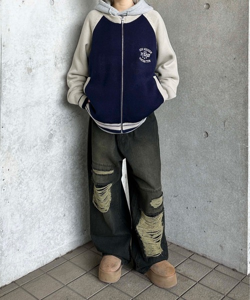 sedacle（セダクル）の「ラグランジップアップロゴニット（ニット/セーター・メンズ・レッド/ネイビー・SMALL/MEDIUM/LARGE）」の15枚目の写真