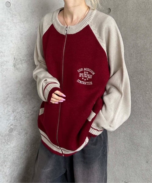 sedacle（セダクル）の「ラグランジップアップロゴニット（ニット/セーター・メンズ・レッド/ネイビー・SMALL/MEDIUM/LARGE）」の9枚目の写真