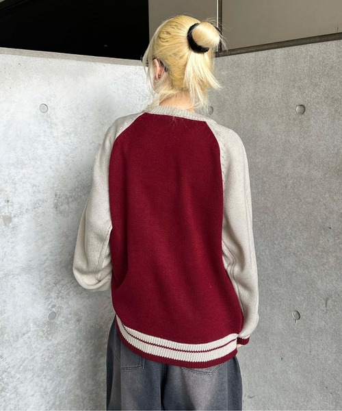 sedacle（セダクル）の「ラグランジップアップロゴニット（ニット/セーター・メンズ・レッド/ネイビー・SMALL/MEDIUM/LARGE）」の7枚目の写真
