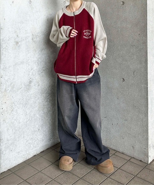 sedacle（セダクル）の「ラグランジップアップロゴニット（ニット/セーター・メンズ・レッド/ネイビー・SMALL/MEDIUM/LARGE）」の6枚目の写真