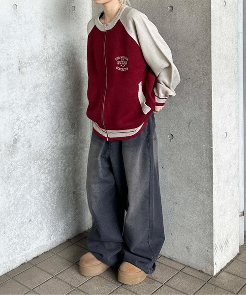 sedacle（セダクル）の「ラグランジップアップロゴニット（ニット/セーター・メンズ・レッド/ネイビー・SMALL/MEDIUM/LARGE）」の5枚目の写真