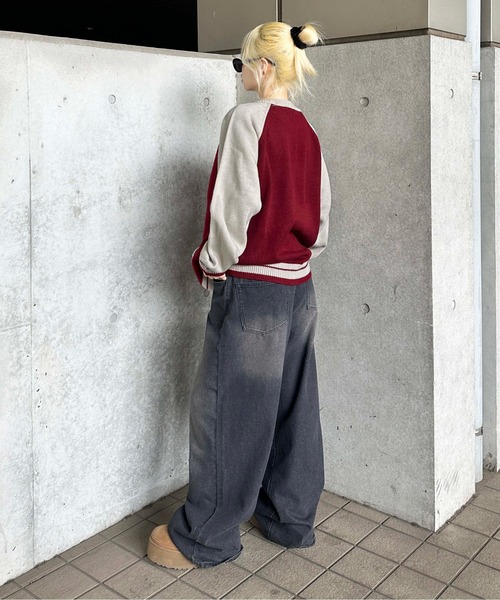 sedacle（セダクル）の「ラグランジップアップロゴニット（ニット/セーター・メンズ・レッド/ネイビー・SMALL/MEDIUM/LARGE）」の4枚目の写真