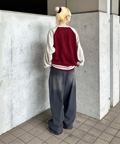 sedacle（セダクル）の「ラグランジップアップロゴニット（ニット/セーター・メンズ・レッド/ネイビー・SMALL/MEDIUM/LARGE）」の3枚目の写真