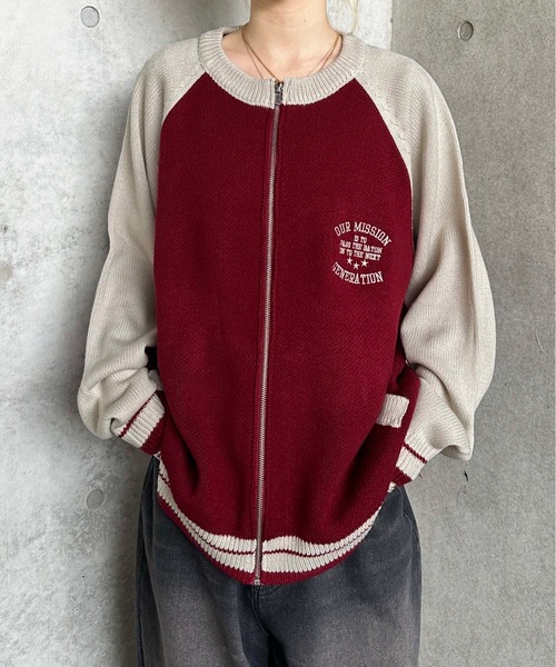sedacle（セダクル）の「ラグランジップアップロゴニット（ニット/セーター・メンズ・レッド/ネイビー・SMALL/MEDIUM/LARGE）」の21枚目の写真