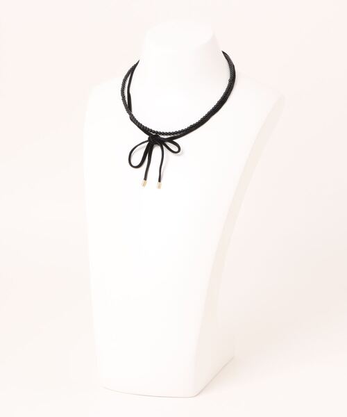 tone（トーン）の「【Peony/ピオニー】/2WAY  リボンパールネックレス（ネックレス・レディース・ブラック/ホワイト・FREE）」の3枚目の写真