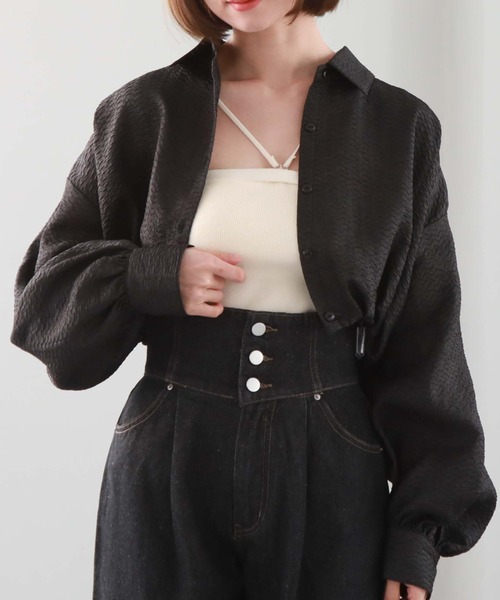 archives（アルシーヴ）の「シアーエンボスタックショートシャツ（シャツ/ブラウス・レディース・ブルー/アイボリー/ブラック/ベージュ・MEDIUM）」の14枚目の写真