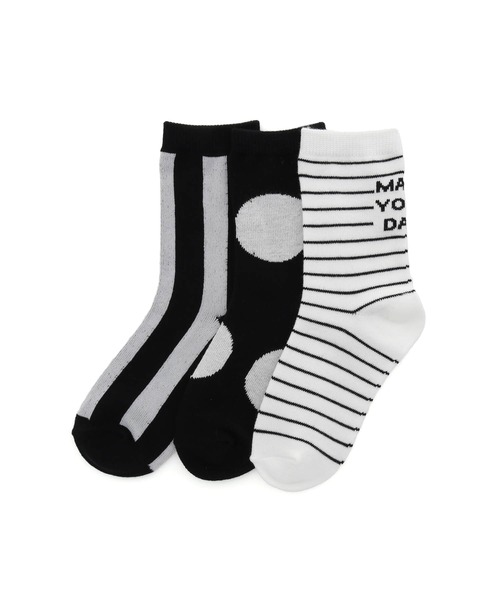 MAKE YOUR DAY（メイクユアデイ）の「MYDソックスセット（ソックス/靴下・キッズ・パープル/ライム/ブラック/ピンク/グリーン/イエロー・13-15cm/22-24cm/19-21cm/16-18cm）」の2枚目の写真