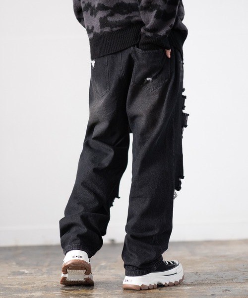 improves（インプローブス）の「ダメージ加工 デニム バギーパンツ