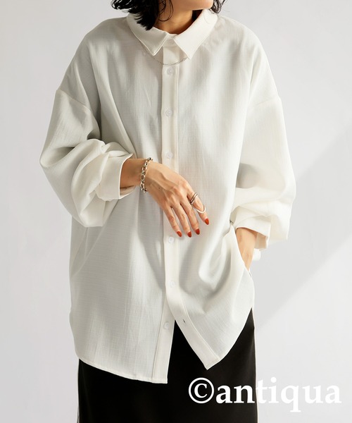 antiqua（アンティカ）の「タックシャツ（シャツ/ブラウス・レディース・カーキ/ブラック/ホワイト・R/P）」の20枚目の写真