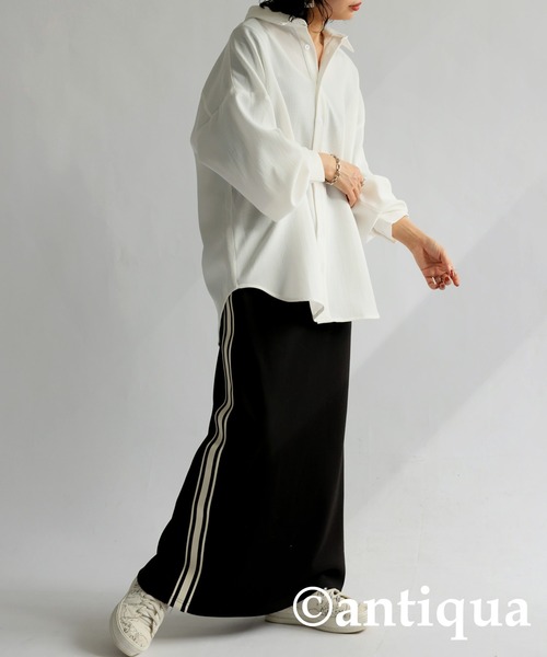 antiqua（アンティカ）の「タックシャツ（シャツ/ブラウス・レディース・カーキ/ブラック/ホワイト・R/P）」の19枚目の写真