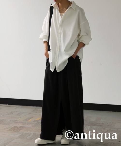 antiqua（アンティカ）の「タックシャツ（シャツ/ブラウス・レディース・カーキ/ブラック/ホワイト・R/P）」の21枚目の写真