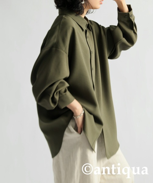 antiqua（アンティカ）の「タックシャツ（シャツ/ブラウス・レディース・カーキ/ブラック/ホワイト・R/P）」の8枚目の写真