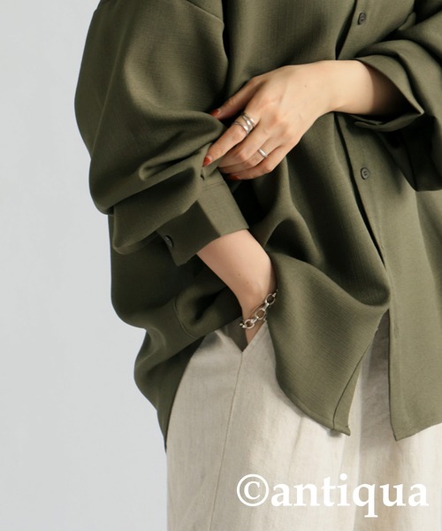 antiqua（アンティカ）の「タックシャツ（シャツ/ブラウス・レディース・カーキ/ブラック/ホワイト・R/P）」の9枚目の写真