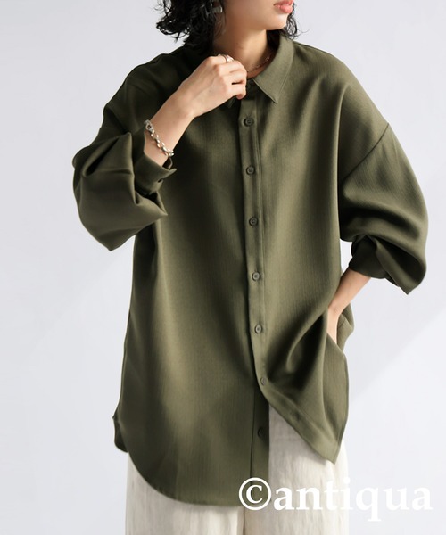 antiqua（アンティカ）の「タックシャツ（シャツ/ブラウス・レディース・カーキ/ブラック/ホワイト・R/P）」の6枚目の写真