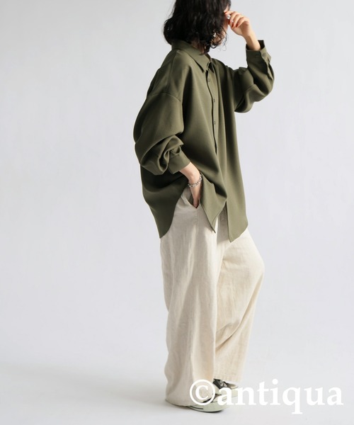 antiqua（アンティカ）の「タックシャツ（シャツ/ブラウス・レディース・カーキ/ブラック/ホワイト・R/P）」の11枚目の写真