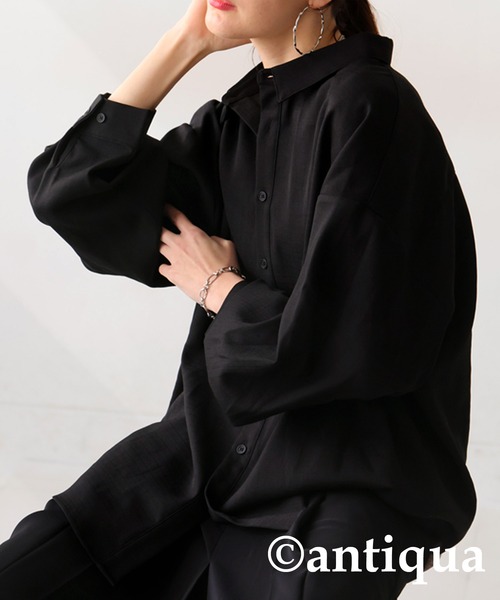 antiqua（アンティカ）の「タックシャツ（シャツ/ブラウス・レディース・カーキ/ブラック/ホワイト・R/P）」の5枚目の写真