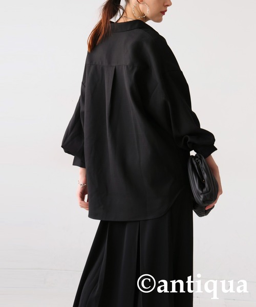 antiqua（アンティカ）の「タックシャツ（シャツ/ブラウス・レディース・カーキ/ブラック/ホワイト・R/P）」の4枚目の写真