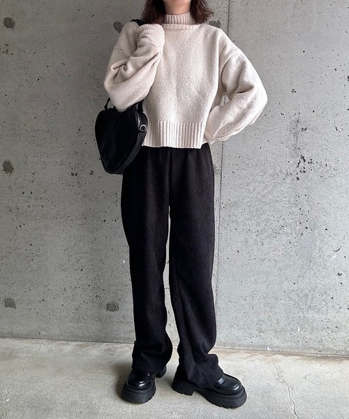 cuorequal(クオレコール)の「裏起毛あったかコーデュロイパンツ(その他パンツ・レディース・アイボリー/ブラック/ダークグレー・SMALL)」の10枚目の写真