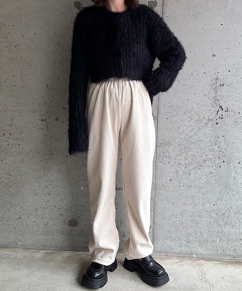 cuorequal(クオレコール)の「裏起毛あったかコーデュロイパンツ(その他パンツ・レディース・アイボリー/ブラック/ダークグレー・SMALL)」の14枚目の写真