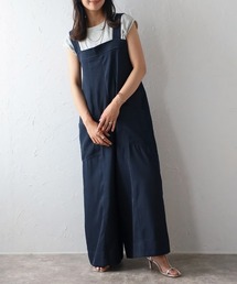 綾織りワイドサロペット