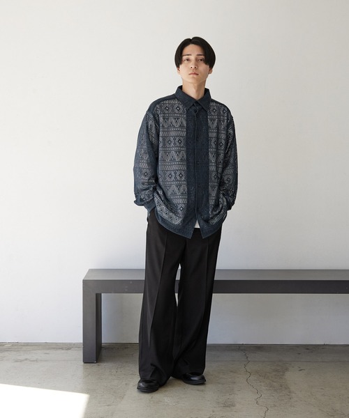 NILWAY(ニルウェイ)の「レース シアー 長袖 シャツ(シャツ/ブラウス・メンズ・ホワイト/ネイビー/オレンジ/ブラック・MEDIUM/LARGE)」の8枚目の写真