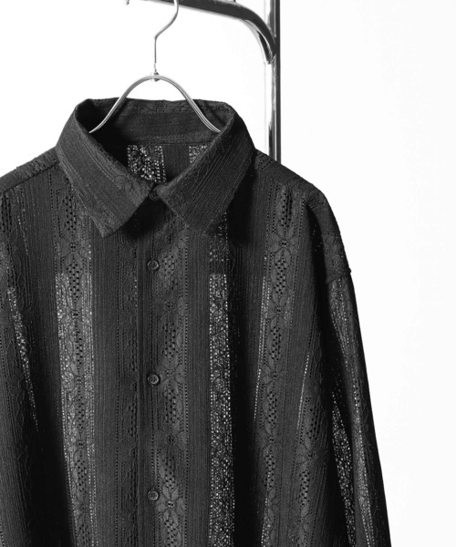 NILWAY(ニルウェイ)の「レース シアー 長袖 シャツ(シャツ/ブラウス・メンズ・ホワイト/ネイビー/オレンジ/ブラック・MEDIUM/LARGE)」の10枚目の写真