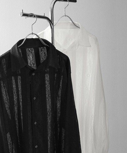 NILWAY(ニルウェイ)の「レース シアー 長袖 シャツ(シャツ/ブラウス・メンズ・ホワイト/ネイビー/オレンジ/ブラック・MEDIUM/LARGE)」の15枚目の写真