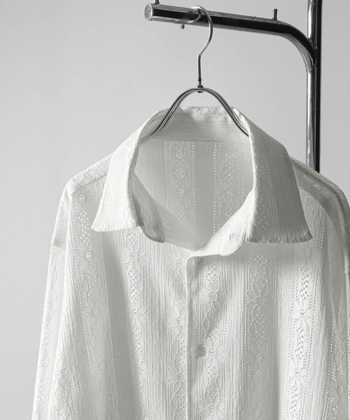 NILWAY(ニルウェイ)の「レース シアー 長袖 シャツ(シャツ/ブラウス・メンズ・ホワイト/ネイビー/オレンジ/ブラック・MEDIUM/LARGE)」の18枚目の写真