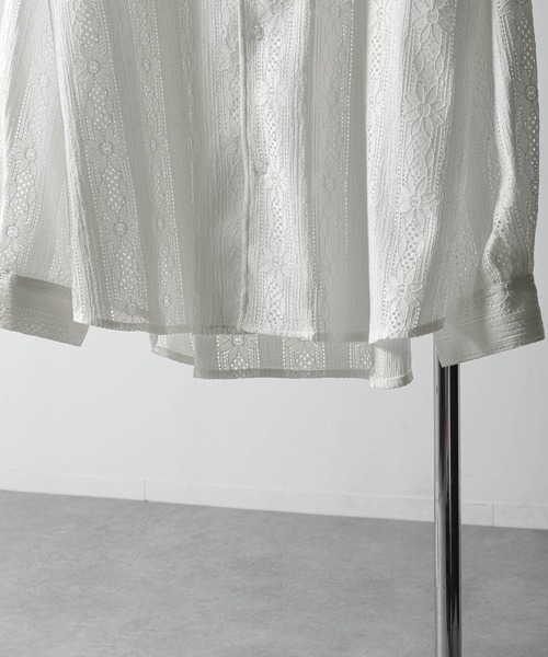 NILWAY(ニルウェイ)の「レース シアー 長袖 シャツ(シャツ/ブラウス・メンズ・ホワイト/ネイビー/オレンジ/ブラック・MEDIUM/LARGE)」の20枚目の写真