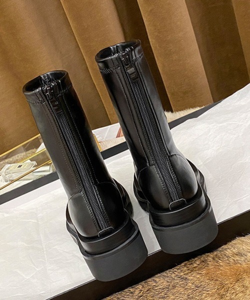 HALEY PESCA（ヘーリーペスカ）の「HALEY PESCA/ボリューム厚底 バックジップショートブーツ（ブーツ・レディース・ホワイト/ブラック・36/38/40）」の7枚目の写真