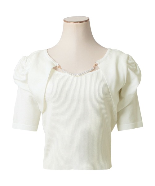 Julia Boutique（ジュリアブティック）の「パールチェーン付きボレロ風ニットトップス/24000（ニット/セーター・レディース・ホワイト/ブラック/ミント/イエロー・ONE）」の17枚目の写真