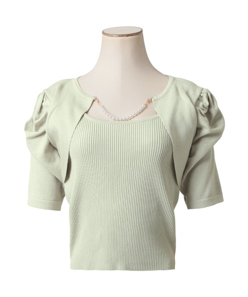 Julia Boutique（ジュリアブティック）の「パールチェーン付きボレロ風ニットトップス/24000（ニット/セーター・レディース・ホワイト/ブラック/ミント/イエロー・ONE）」の19枚目の写真