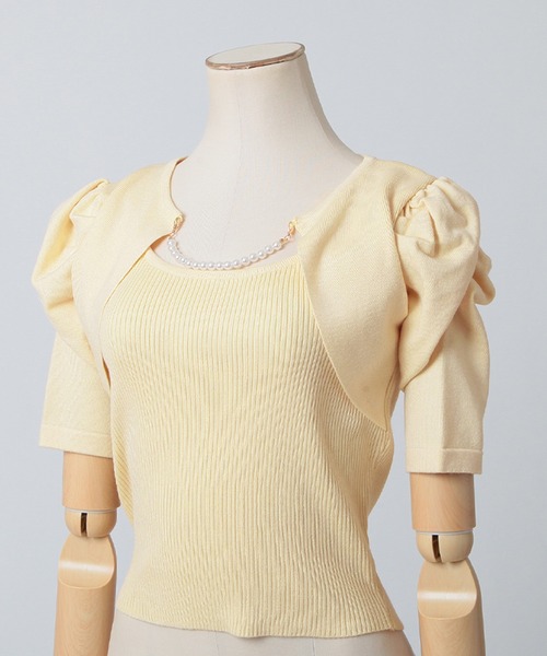 Julia Boutique（ジュリアブティック）の「パールチェーン付きボレロ風ニットトップス/24000（ニット/セーター・レディース・ホワイト/ブラック/ミント/イエロー・ONE）」の13枚目の写真