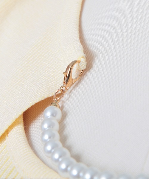 Julia Boutique（ジュリアブティック）の「パールチェーン付きボレロ風ニットトップス/24000（ニット/セーター・レディース・ホワイト/ブラック/ミント/イエロー・ONE）」の16枚目の写真