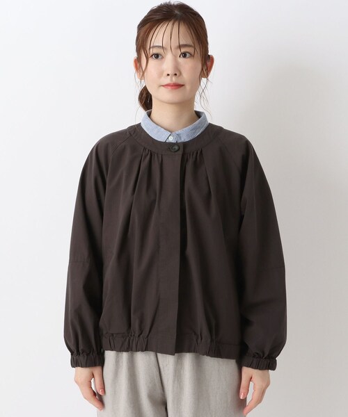 one'sterrace(ワンズテラス)の「リップストップジャケット(ノーカラージャケット・レディース・グレー系その他7/カーキ系5・02)」の3枚目の写真